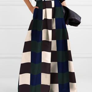 TEMU 여성용 우아한 하이웨이스트 체크무늬 플리츠 와이드레그 팬츠 - 폴리에스터, 세탁기 사용 가능, 가을/겨울에 완벽함
