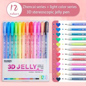 TEMU 6/12개 젤리펜, 입체 불렛저널 펜, 저널링, 마킹, 낙서, , 색칠, 인사말 카드 작성, 휴일 필수품