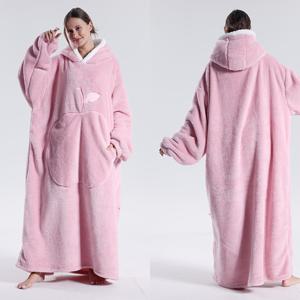 TEMU 봄/가을용 후드 스웨트셔츠 - 긴소매 웨어러블 담요 - 애플 포켓 - 크로스보더 이커머스 상품 - 커플용 후드 후드티