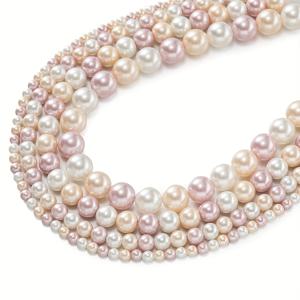 TEMU 1줄 4.5/6.5/8/10mm 유리 인공 스페이서 비즈 - DIY 주얼리 만들기, 목걸이 팔찌 제작용 멀티 사이즈 & 파스텔 컬러 믹스 39/47/65/92개 - 고품질 광택 마감, 내구성 있는 유리 소재, 팔찌 부품