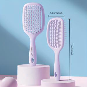 TEMU 남녀 공용 사각 속이 빈 헤어 브러쉬 1개/2개 | 쉽게 엉킴을 풀고 두피 마사지를 위한 넓은 이빨 빗, 통풍 기능이 있는 엉킴 방지 젖은 머리 브러쉬, 모든 헤어 타입에 적합한 반동 빗 (습식 & 건식 헤어), 나일론 브러슬, ABS 플라스틱 손잡이