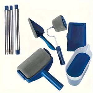 TEMU 6pcs 혁신적인 페인트 롤러 세트, 멀티 기능 가정용/상업용 페인트 도구 - 드립 방지 내부외부 스테인드 툴 포함, 쉬운 배출 용기 및 연장봉, 플라스틱