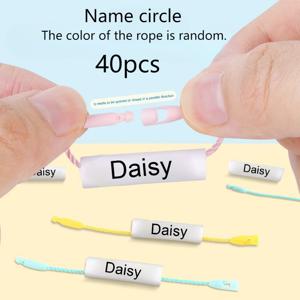 TEMU 이름 각인 화이트 심플 튜브 슈즈, 재사용 가능한 이름표 포함, 물병, 가방, 펜, 우산에 이상적. 탈부착식 라벨, 이름표