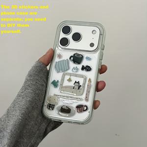 TEMU 휴대폰 케이스 - 귀여운 여학생 테마 투명 컬러 엣지 폰 케이스 (스티커 포함), 아이폰 17/17 Air/17 Pro/17 Pro Max/16/15/14/13/12/11 Pro Max/Plus 등에 적합합니다. 인기 있는 생일 및 비즈니스 선물로 좋고, 내구성이 뛰어납니다.