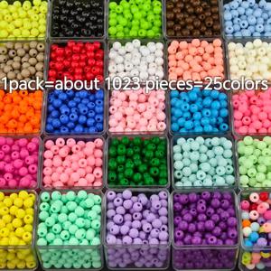 TEMU 1023개 6mm 고품질 단색 아크릴 비즈 - 25가지 색상 (생생한 빨강, 파랑, 초록, 보라, 검정, 갈색, 회색, 흰색, 노랑) - 주얼리, 목걸이, 팔찌, 귀걸이 제작에 적합