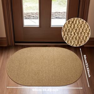 TEMU 북유럽 스타일 브라운 현관 매트 1개, 타원형, 주방, 욕실 및 실내/실외 현관에 다용도로 사용 가능, 모든 계절에 적합