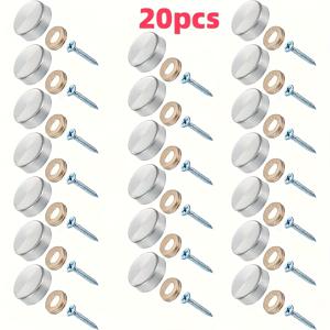 TEMU 20개 황동 장식 나사 캡, 16mm - 거울, 커피 테이블, 유리 가구용