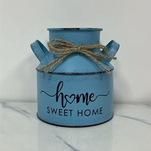 TEMU 헤мп 로프가 달린 러스틱 빈티지 메탈 꽃병 - 거실, 발코니 또는 집을 위한 우아한 플로럴 장식 - 튼튼한 철제 구조, 전기 불필요, 현대적인 또는 전통적인 공간에 적합, 꽃병 장식, 발코니 장식, 기하학적 패턴