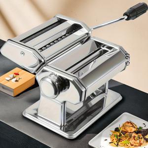 TEMU 파스타 메이커, 이탈리안 파스타 기계, 수동 파스타 프레스, 8단계 조절식 두께 설정, 파스타면의 두 가지 너비: 얇음과 넓음, 파스타 반죽 제작 가능, 스파게티, 파파델레, 라자냐에 적합, 정교한 은빛 디자인, 모든 주방에 어울림