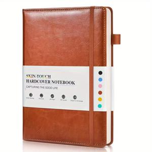 TEMU 선인 처리된 일기장 노트북, 160페이지, 중간 사이즈 14.5cm X 20.3cm - 100gsm 두꺼운 종이, 줄이 있는 하드커버 노트북, PU 가죽 하드커버 일기장, 글쓰기 및 업무용으로 남녀 공용
