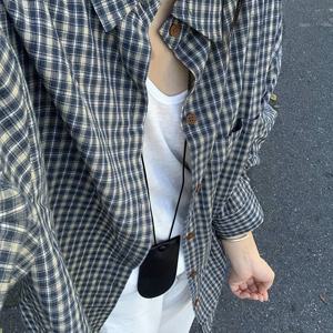 TEMU 여성용 루즈핏 체크 셔츠, 봄/여름에 완벽, 캐주얼 하라주쿠 스타일을 연상시키는 제품