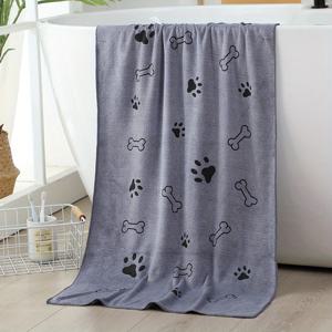 TEMU 50x100cm 극세사 건조 애완 동물 목욕 타월 | 강아지용 흡수성 빠른 건조 타월, 발과 뼈 디자인의 생생한 색상 (소형, 중형, 대형)