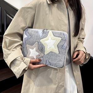 TEMU 노트북 가방 1개, 색상 변경 별 스타일 플러시 태블릿 노트북 슬리브, 10/11인치 아이패드, 13/14인치 맥북, .6인치 노트북에 적합, 패턴 위치는 랜덤