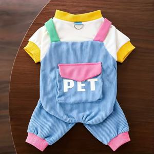 TEMU 1개 레터 포켓 하네스 팬츠, 봄/가을 2025 신제품 애완견 탈모 방지 테디 비숑 슈나우저 포메라니안/중형견, 네 다리 하네스 팬츠