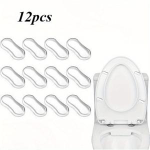 TEMU 투명 변기 청소 스티커 12개, 변기 시트 쿠션 완충재 무소음 변기 스티커, 스마트 충돌 방지 완충 패드