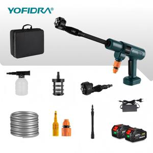 TEMU YOFIDRA 브러시리스 무선 전기 고압세척기 200Bar 강력 고압 세차·정원 청소용 고압세척기 세트 21V 배터리 호환