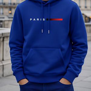 TEMU 남성용 운동 캐주얼 후드티, 파리 레터 프린트 | 가을/겨울, 긴소매, 후드, 레귤러 핏, 데일리 & 캐주얼 웨어