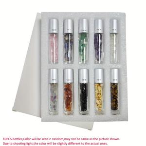 TEMU 롤러 볼이 있는 10ml 리필 가능 에센셜 오일 병 10개 세트 ( 칩 및 반찬석 보석 포함)
