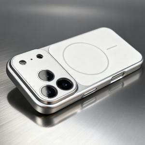 TEMU 휴대폰 케이스 - 고급스러운 즉각적인 변신 17Pro 마그네틱 무선 충전 아이폰 13 17 Pro Max 에어 풀 메탈 커버 카메라 렌즈 보호 무광 메탈릭 페인트 하드 프레임 소프트 백 커버