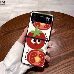 TEMU 귀여운 토마토 일러스트 디자인 폰 케이스, 세련된 마감 처리된 패셔너블한 소재, 삼성 폴더블 시리즈용: 갤럭시 Z 플립 4, Z 플립 5, Z 플립 6, W22, W23, 폴드 4, 폴드 5, 폴드 6 폰 케이스