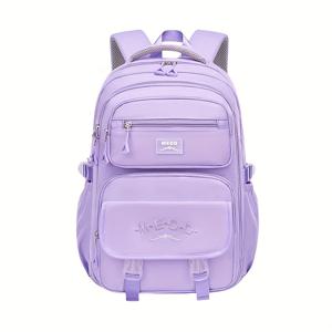 TEMU 180도 냉장고 스타일 개방, 넉넉한 공간과 다양한 포켓, 지퍼 잠금, 조절 가능한 넓은 어깨 스트랩, 뒷면 수하물 고정 스트랩, 뒷면 포켓이 있는 원피스 디자인의 보라색 프린트 백팩 (10대용)