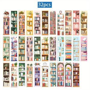 TEMU 책 디자인 책갈피 32개, 책 추적용 책갈피, 종이, 독서 책갈피, DIY 독서 마커, DIY 책, 장식용 저널링, 칸막이, 책 애호가, 도서 애호가를 위한, 학생, 교사, 책 애호가를 위한 완벽한 선택, 이상적인 독서 보상, 부활절 선물