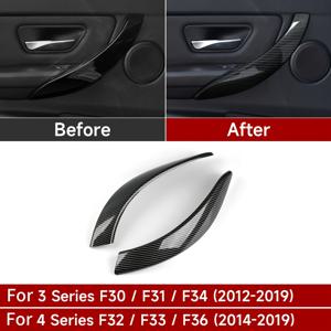 TEMU BMW F30 F31 F34 3GT F32 F33 F36 3 4 시리즈용 내부 도어 핸들 스티커 카본 파이버 트림 ABS 트림 2개 액세서리