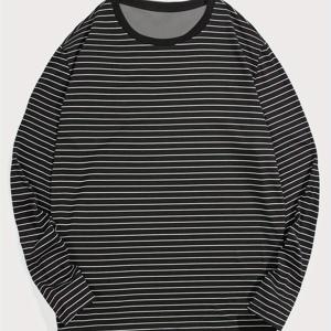 TEMU 캐주얼하고 미니멀리스트한 남성용 티셔츠, 스타일리시한 라운드넥 탑, 봄과 가을에 적합한 편안한 긴팔 티셔츠, 일상복으로 활용하기 좋음