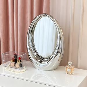 TEMU 타원형 탁상 거울, 메이크업용 화장대 거울, 기숙사 및 침실용 요정 메이크업 거울, 데스크탑용 공주 거울, 침실, 거실 및 홈 데코에 적합한 회전식 메이크업 거울
