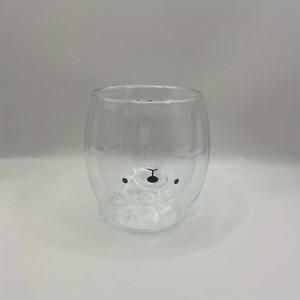 TEMU 1개 더블 월 보온 유리컵 - 귀여운 곰 & 카피바라 패턴 - 넓은 입구로 뜨거운/차가운 음료, 커피, 우유, 스무디용 - 재사용 가능한 유리 머그컵, 집, 사무실, 여행용 (손세척 전용)