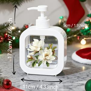 TEMU 핸드 펌프형 크리에이티브 홈 욕실 디스펜서 - 순백색 목련꽃, 욕실, 주방, 싱크대용 - 비누, 핸드 살균제, 바디워시 등용 - 크리에이티브 로션 병, 로션 디스펜서, 디스펜서, 욕실 액세서리