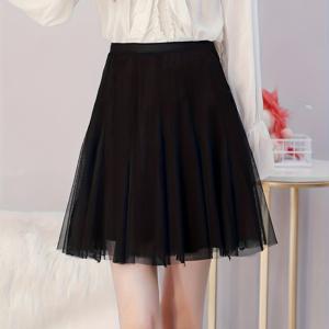 TEMU 우아한 여성용 메쉬 A라인 스커트, 플로우 파티 볼 가운 허리 메쉬 스커트