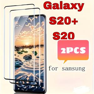 TEMU 갤럭시 S20 5G 호환 풀 커버 강화 유리 액정 보호 필름 2매 세트 - 갤럭시 20+5G 고화질 스크래치 방지 필름, 휴대폰 액정 보호 필름