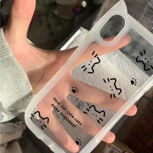 TEMU 슈퍼 귀여운 고양이 귀와 발바닥 3D 휴대폰 케이스, 아이폰 17, 에어, 16, 15, 14, 13, 프로 맥스 플러스용. 이 부드러운 보호 케이스는 선물용으로 탁월한 선택입니다~ RS 고양이 귀 소재 - 투명 - 고양이 MN232