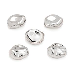 TEMU 2D 플랫 - 12X15mm 플라스틱 CCB 비즈 50개입, 골드 및 실버 불규칙 타원형 모양, 부드러운 구멍으로 간격 조절 용이, 장식용 쥬얼리 제작, 공예 (목걸이, 팔찌, 귀걸이 등)에 적합