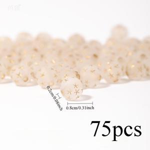 TEMU 75개 투명 화이트 & 골드 스타 비즈 8mm - 별모양 아크릴 스페이서, DIY 주얼리 만들기, 목걸이 & 팔찌 비즈, 핸드메이드 공예용품, 천체 별이 빛나는 밤 비딩 (75개 비즈)