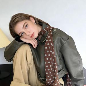 TEMU 100% 실크 스카프, 긴 리본 스카프, 물방울 무늬 패턴, 봄, 여름에 적합, 허리 액세서리 또는 가방 장식으로 사용 가능, 자매, 어머니 또는 파트너를 위한 선물로 완벽