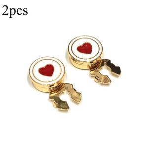 TEMU 여성용 우아한 라인스톤 버튼 커버 - 빨간 하트 & 골드 악센트가 있는 탈착식 클립온 장식, 셔츠와 정장용 내구성 있는 합금 소재
