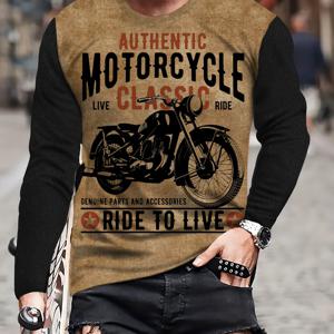 TEMU 남성용 클래식 레트로 쿨 디지털 프린트 티셔츠, 편안하고 부드럽고 통기성이 좋은 캐주얼하고 스포티한 긴팔 티셔츠, 모든 계절에 적합