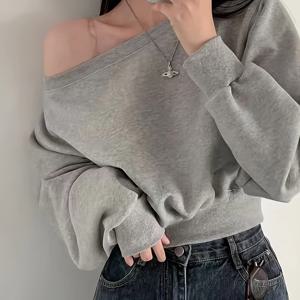 TEMU 여성용 스타일리시 오프숄더 스웨트셔츠