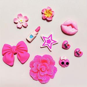 TEMU 아름다운 로즈 레드 AB 컬러풀 라인스톤 꽃 테마가 특징인 10개 세트입니다. 