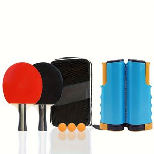 TEMU 탁구 패들 세트, 접이식 네트, 패들, 공, 캐리백 포함 휴대용 탁구 키트, 실내/야외 플레이 가능