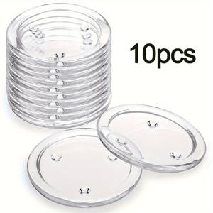 TEMU 2/10개 유리 원형 캔들 플레이트 컵 매트 플레이트, 투명 기둥 캔들 홀더 스탠드 티라이트 플레이트, 캔들용 유리 코스터 홀더 세트, 결혼식, 파티, 홈 데코용