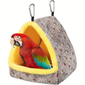 TEMU 앵무새, 코카티엘, , 러브버드, 햄스터 등 다양한 소형 동물을 위한 아늑하고 두껍고 따뜻한 가을/겨울용 행잉 네스트. 겨울철 새를 위한 침낭으로 사용 가능, 배터리 없음
