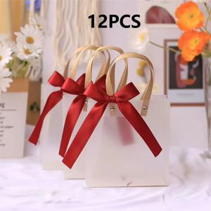 TEMU 12개 투명 토트백, 3가지 색상 리본 포함, 나비 축제 선물 토트백, 생일 신부 들러리 선호 캔디, 플라스틱 선물 가방, 쇼핑백, 주얼리 반지, 목걸이, 귀걸이 상자, 신부 들러리 선호 웨딩 캔디 포장, 파티 선물 가방,캔디 백,리본 악센트 가방,소형 아이템 정리함,나비 축제 테마,재사용 가능한 토트백 품질,찢김 방지 필름