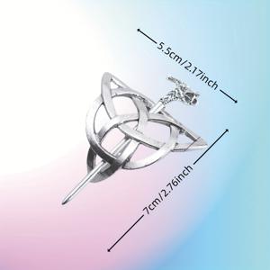 TEMU 클래식 켈트 매듭 핀 | 스카프, 숄, 스웨터용 남녀공용 패션 액세서리, 예술 공예, 은회색 합금, 드라이 크리닝만 가능, 배터리 없음