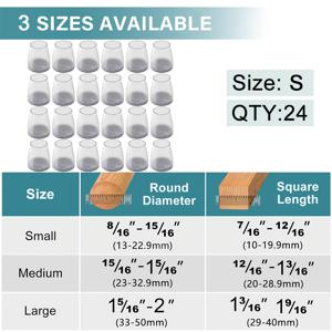 TEMU 24개 튼튼한 가구 다리 보호대, 더욱 안전한 설치를 위한 실리콘 패턴, 타일 바닥 보호를 위한 밝은 회색 펠트 바닥, 펠트 패드 가구 다리 커버, 스크래치 방지 및 소음 방지, 테이블, 의자에 적합