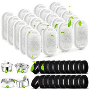 TEMU 32개 고양이 정수기 필터 세트, 16개 필터 + 16개 스펀지 - 108/3.2L 및 67oz/2L 애완 동물 정수기와 호환, 간편한 디자인, 간편한 설치, 자동 고양이 & 강아지 물 디스펜서에 적합, 배터리 없음