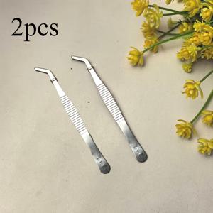 TEMU 스테인리스 스틸 곡선 핀셋 2개 세트, 야외 분재, 다육 식물 및 원예용 도구