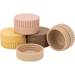 TEMU 실리콘 보관 용기 4개 세트, 뚜껑이 있는 실리콘 여행용 병, 휴대용 여행용 파우더 박스, 뚜껑이 있는 크림 병, 세면 용품을 위한 작은 여행용 용기, 바디 로션 및 핸드 크림을 위한 누수 방지 리필 가능 병에 적합